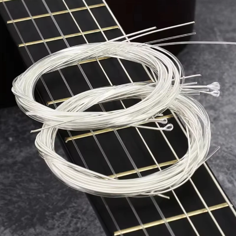 6Pcs Classical Guitar Strings Set Plating Super Light Classic Guitar Clear Nylon Silver Strings Silver Plated Copper