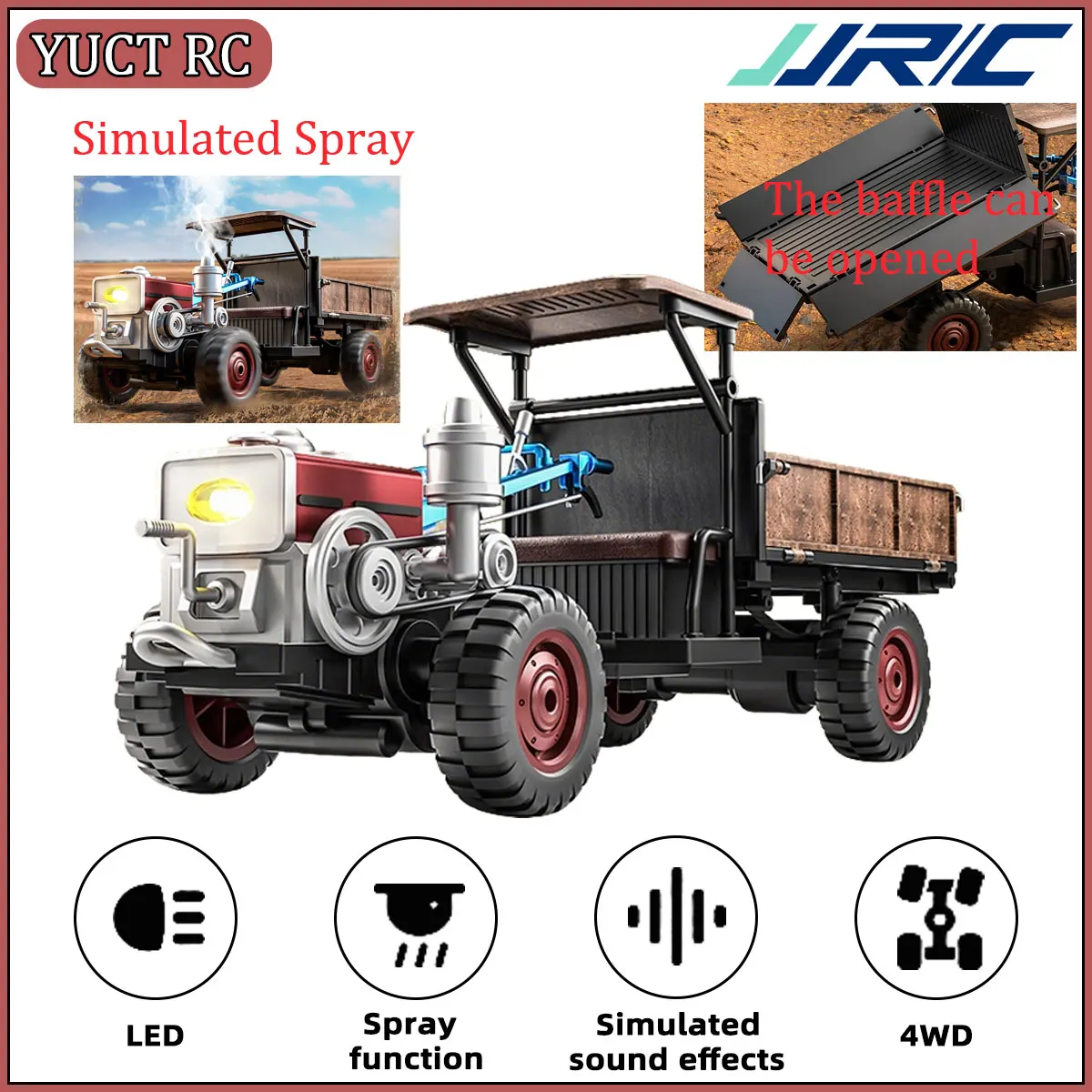 

Радиоуправляемая модель трактора JJRC C8836 в классическом ретро-стиле, полномасштабная электрическая игрушка-украшение, подарок для детей
