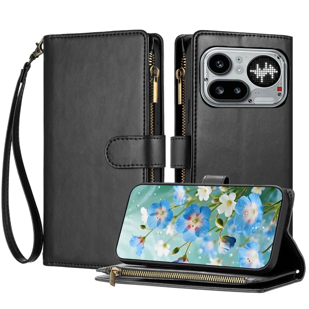 

9-Card Flip Case For Nothing Phone 4A Pro 5G 2026 Zipper Leather Wallet Funda for Nothing Phone 4A Case Phone 4 A Pro Cover