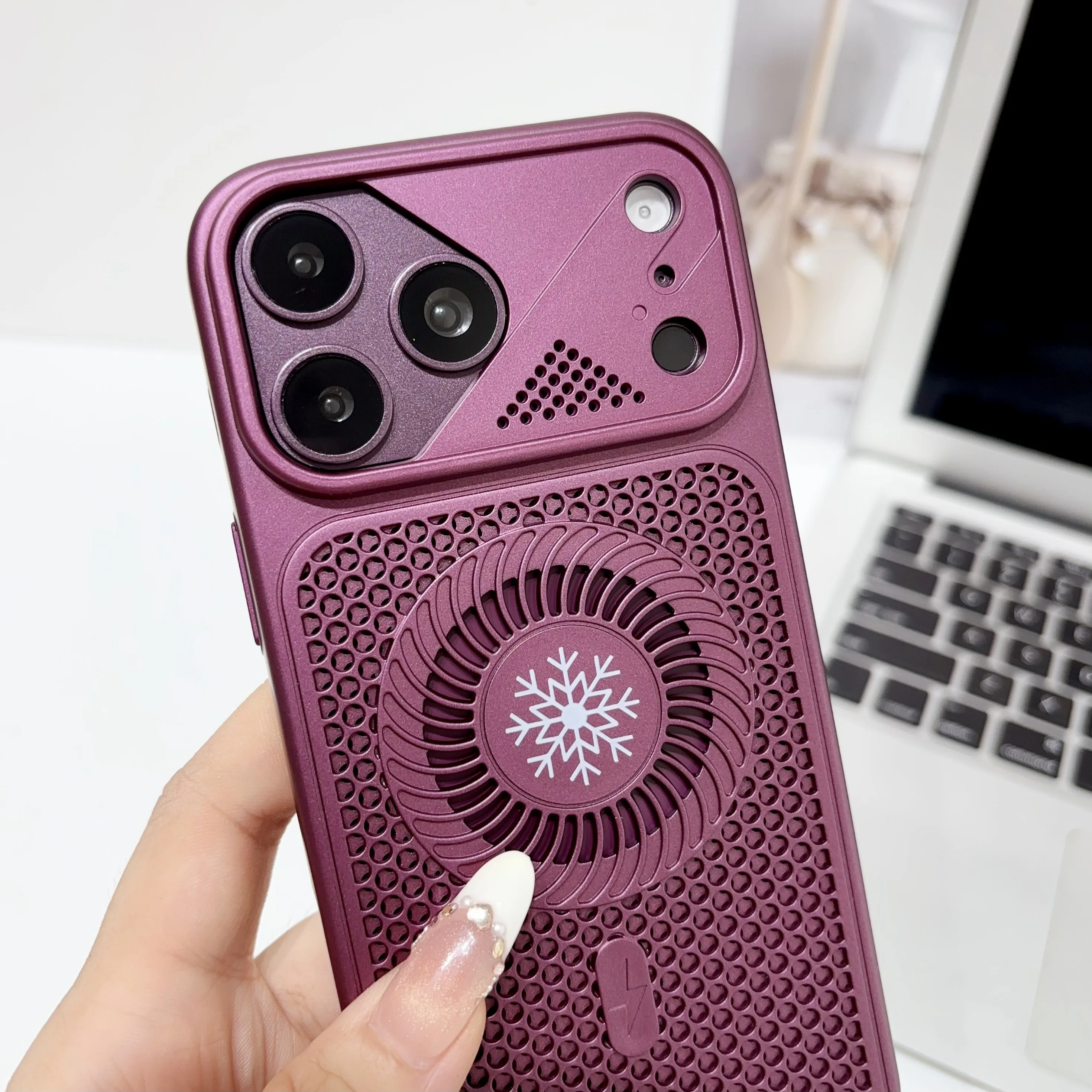 Wabenförmige Wärmeableitende Magnetische Handyhülle für iPhone 18 17 ProMax 16 17E 16E 15 14 13 Pro Max Stoßfeste Schutzhülle – Detail 6