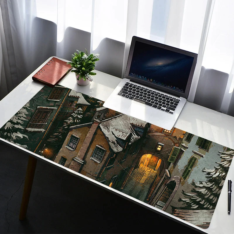 

Desk Mat Carpet Desk Accessories Laptop Gamer Cartoon City Mausepad Mouse Pad Mousepad Office Tables Mouse Mats Keyboard Pad
