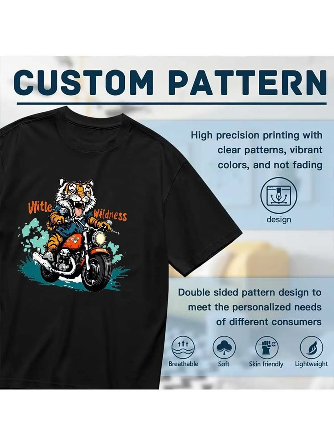 Tiger Riding Motorcycle Graphic T Shirt Women Little Wildness Print Fashion Casual Tops Stretchy Soft Short Sleeve Plus Size Tees view 3