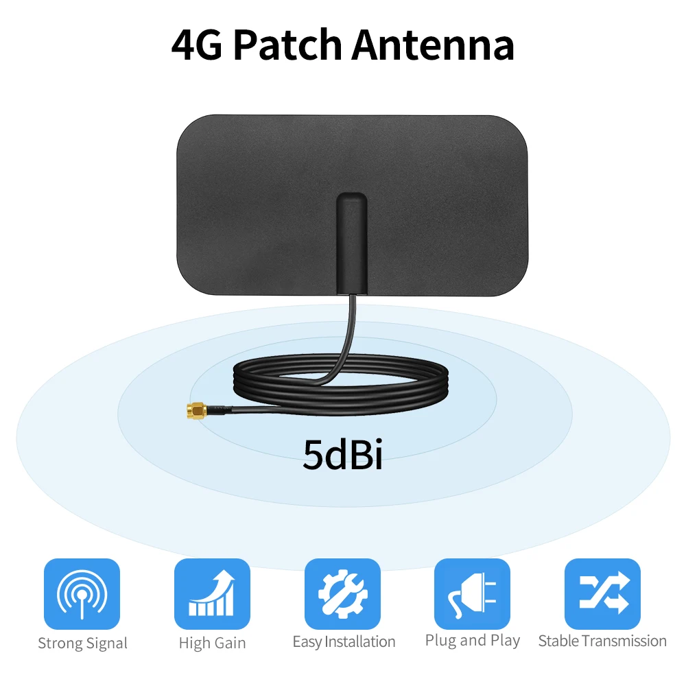 4G Large Flat Antenna 150*78mm Road Panel Antenna Dual-band High Gain Vehicular Patch Antenna with RG174 Cable SMA Male