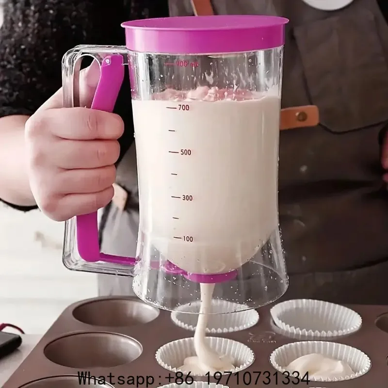 Upgraded Version 1 Pcs 900ml Batter Dispenser Hand-held Graduated Funnel Pastry Dough Dispensador for Pancake Cupcakes Cake