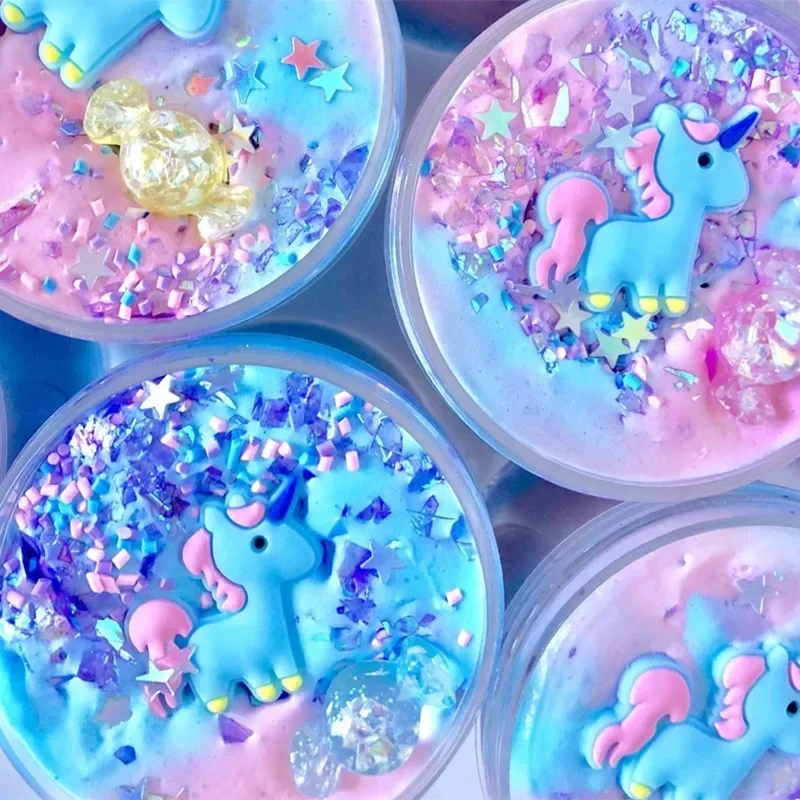 60ml Unicorn Puff Slime Plastic Clay Light Clay Colorful Modeling Polymer Clay Sand Fluffy Light Plasticine Gum for Handmade Toy