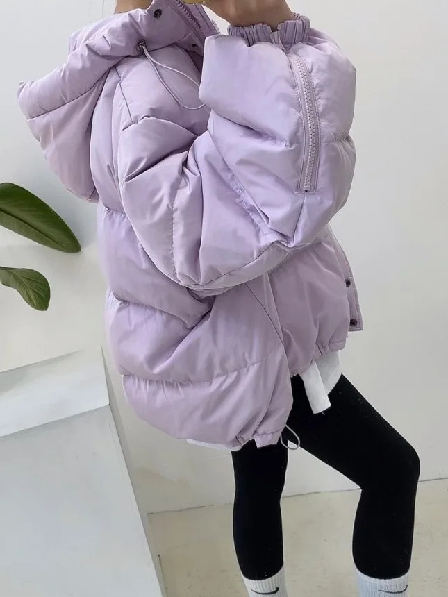 트렌디한 겨울용 면 재킷 여성용 루즈 디자인 모자 끈 따뜻한 패셔너블한 안티에이징 아우터웨어 한국 스타일