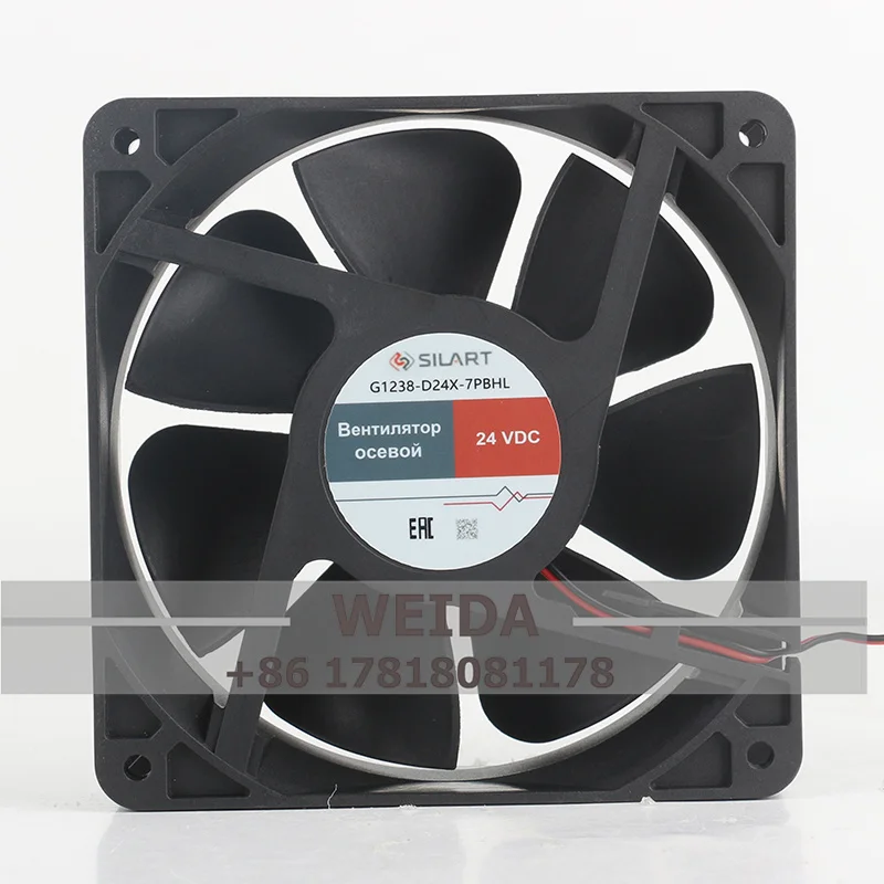 

Case fan SILART 12V 48V DC24V 12038 120X120X38MM 12CM Frequency Converter Ball Bearings 2-wire G1238-D24X-7PBHL Cooling Fan