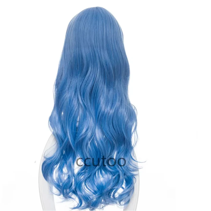 ccutoo 80cm Blue Mix Wavy Long Synthetic Wig Himouto! Umaru-chan Cosplay Tachibana Sylphynford Cosplay Full Wigs Heat Resistance