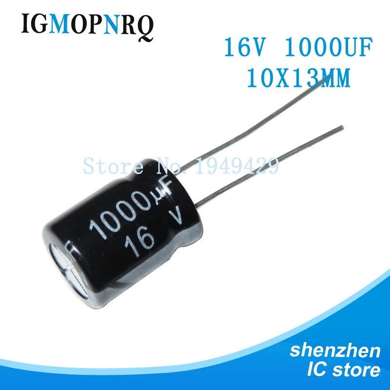 10PCS Higt quality 16V1000UF 10*13mm 1000UF 16V 10X13 Electrolytic capacitor