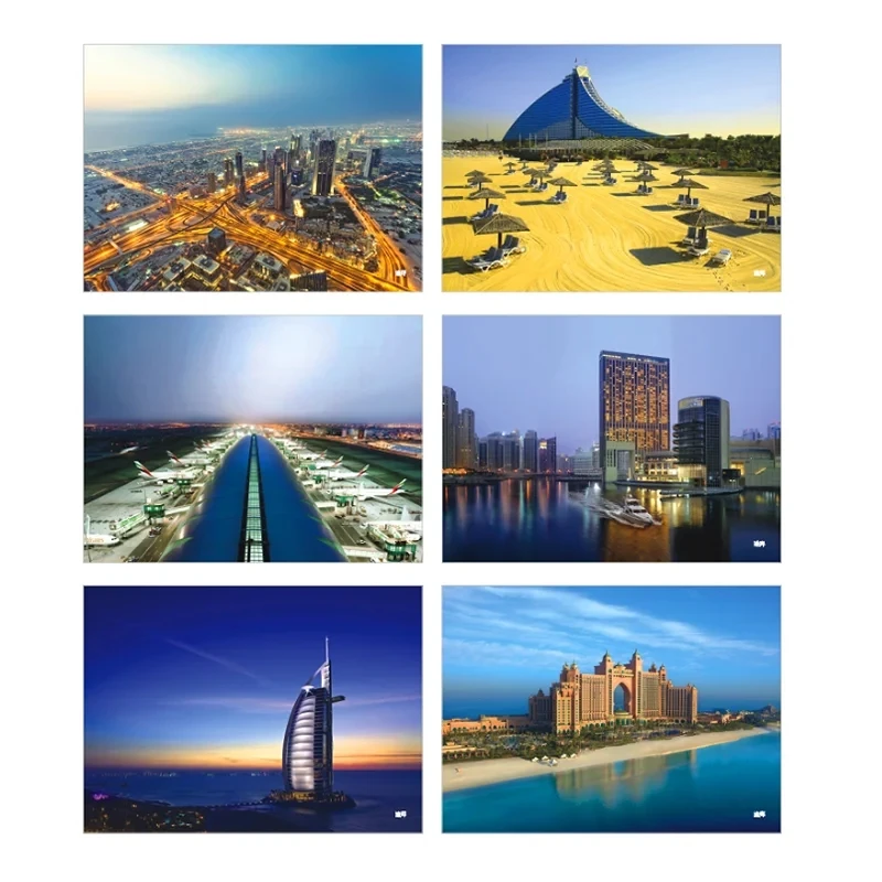 6 Blatt/Los Dubai Stadt Landschaft Serie Postkarten kreative Grußkarten Einladung Briefkarte Geschenk Wunsch Nachricht Postkarte