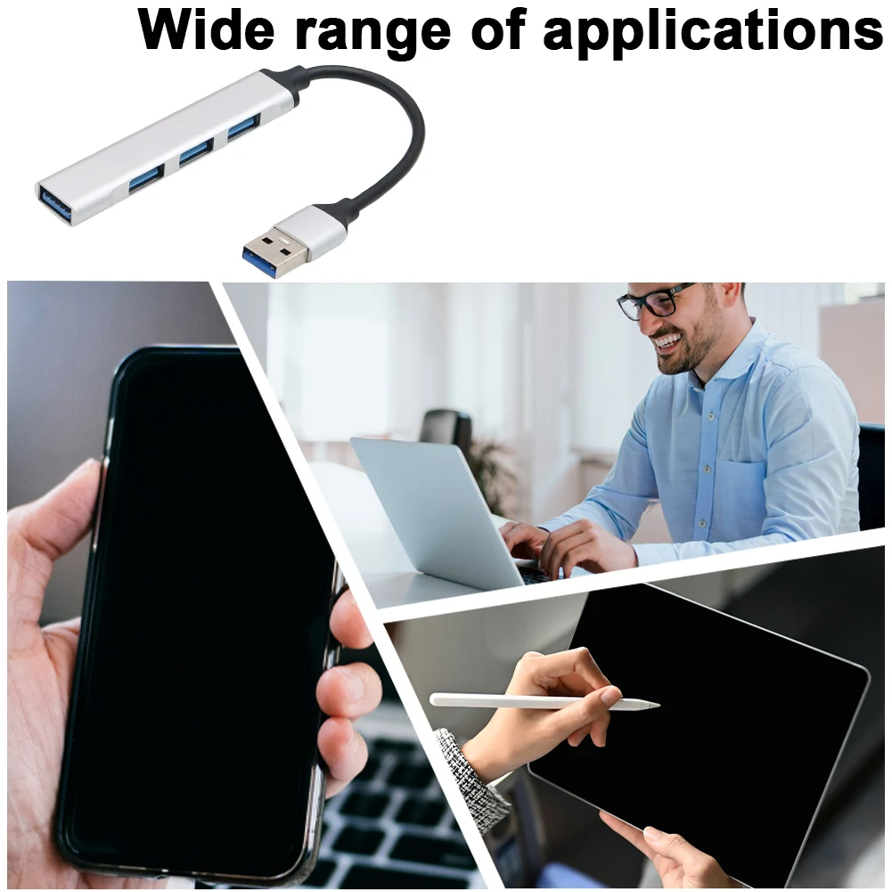 Adaptador de hub USB 3.0 de 4 portas 5 Gbps USB Splitter USB C para USB Hub múltiplo USB 3.0 Expansor de porta USB para laptop e PC