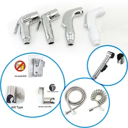 new Toilet Sprayer shower head ABS plastic self clean Handheld Bathroom wash Bidet Faucet Spray Gun water hose tube white grey C
