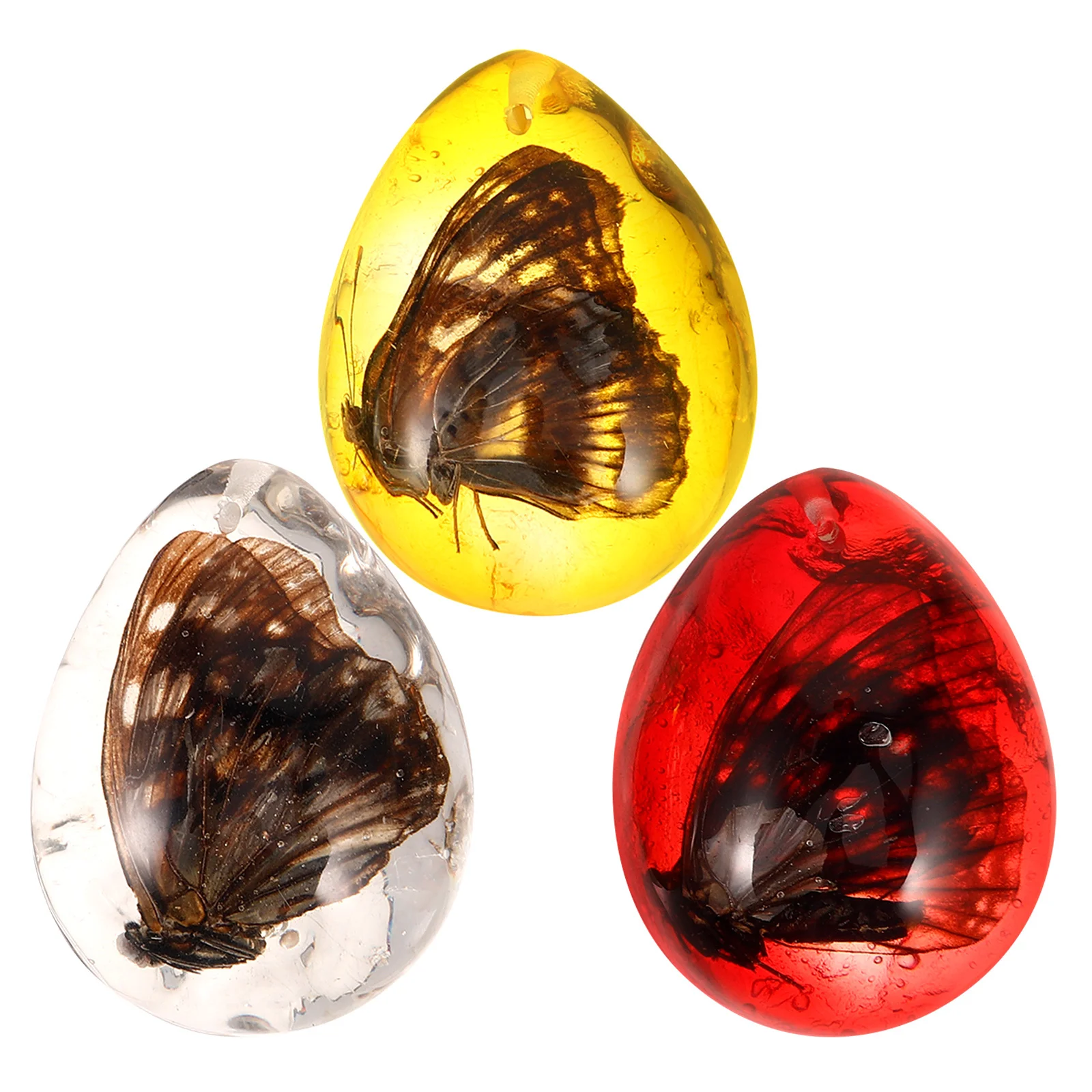 

3 Pcs Beeswax Pendant Beads Butterfly Charms Jewelry Butterflies Decorations Amber for Women Making Insect