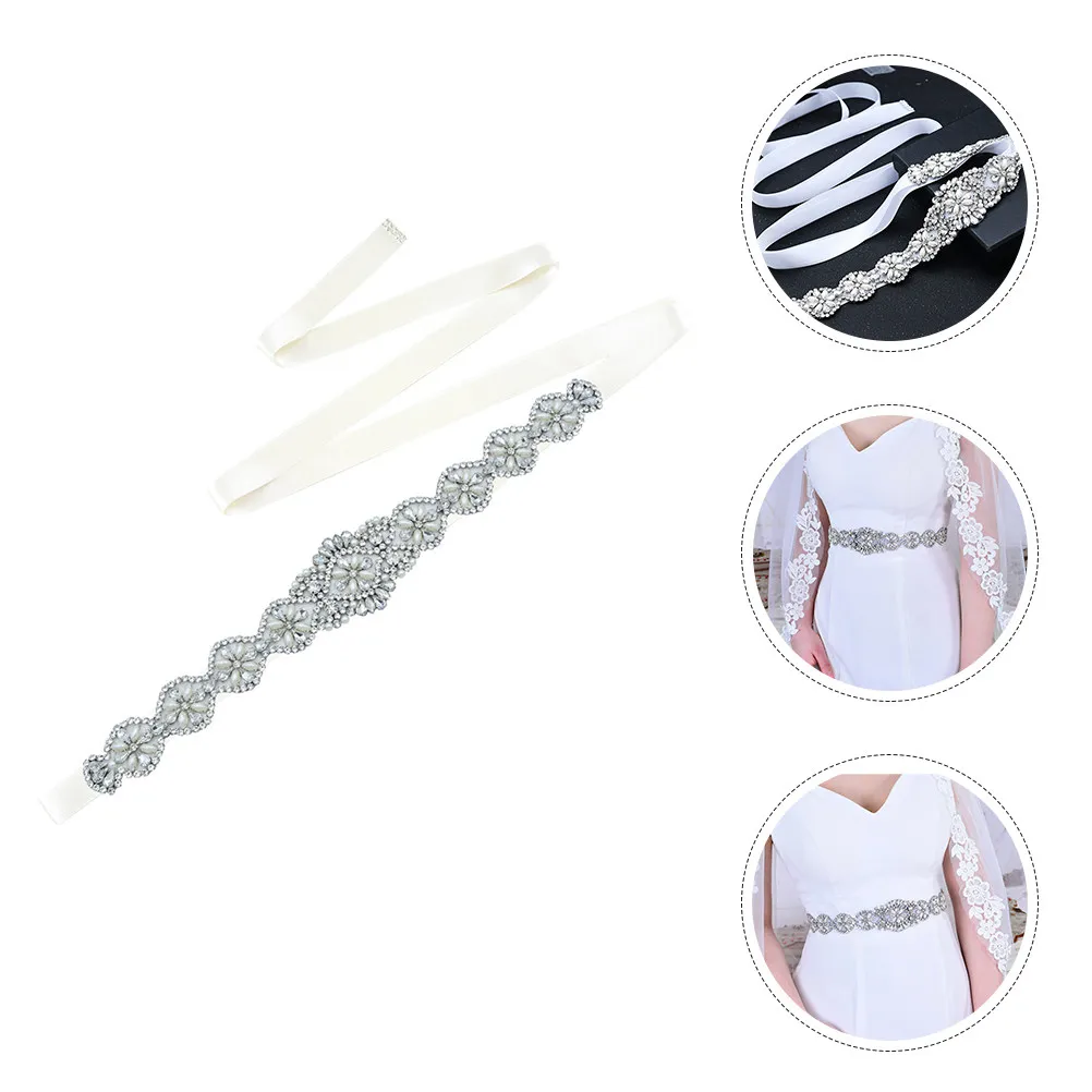 

Свадебный пояс-лента, украшенный стразами и искусственным жемчугом, регулируемый, для торжественных платьев, подружек невесты, выпускных вечеров