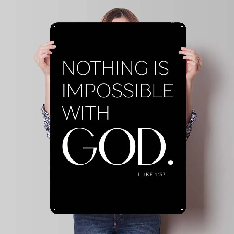 Possible With GOD Inspirational Quotes Metal Poster Accessories for Home Decor Items Metal Tin Signs for Wall Art Decoration Bar