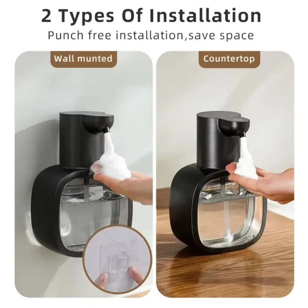 Dispenser automatico di sapone per le mani con capacità di 500 ml Dispenser di schiuma dal design impermeabile Lavatrice per mani intelligente montata a parete