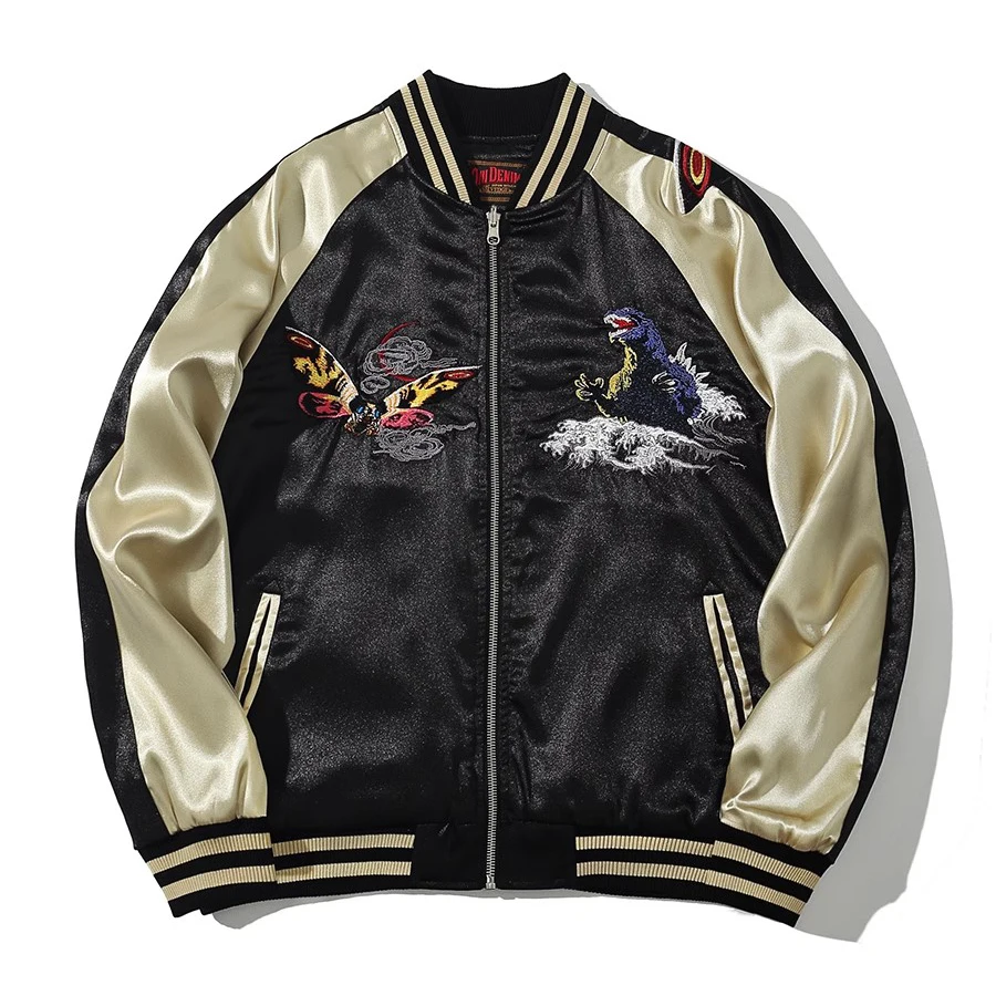 Vintage Streetwear Japanese Sukajan Souvenir Jacket 2025 Spring Bee Embroidered Baseball Jacket Student Youth Coats