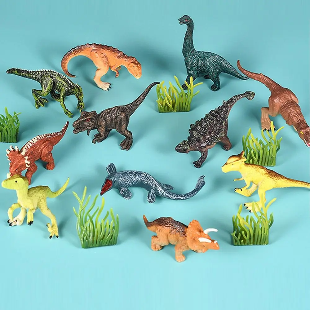 12PCS Mini Simulation Animal Figurines​ PVC Multicolor Mini Dinosaur Action Figure Preschool Educational Realistic Model