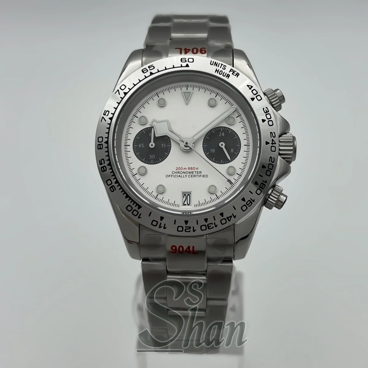 39mm Stainless Steel Quartz VK64 Chronograph Watch Panda Dial Sapphire Glass Date Window at 6 O'clock Luxury Classic Men watch