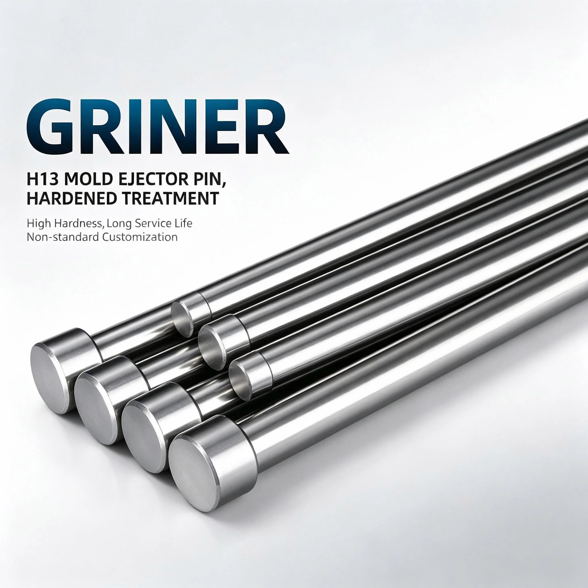 GRINER Custom Mold Ejector Pin H13 SKD61 High Temperature Resistant Ejector Sleeve, Support Pin, Flat Ejector Pin For Die Castin