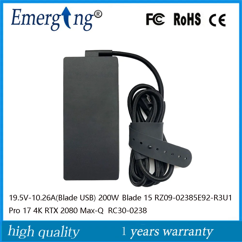 19.5V 10.26A 200W Blade USB RC30-0238 Laptop Adapter For Razer15 RZ09-02385E92-R3U1  Pro 17 4K