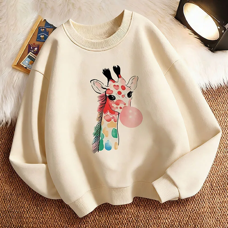 Pullover Y2k Giraffe with Gum Printed Hoodie Kids 90s Children's Sweatshirt Hoody for Boys Girls Casual Hoodies Hip Hop Clothes