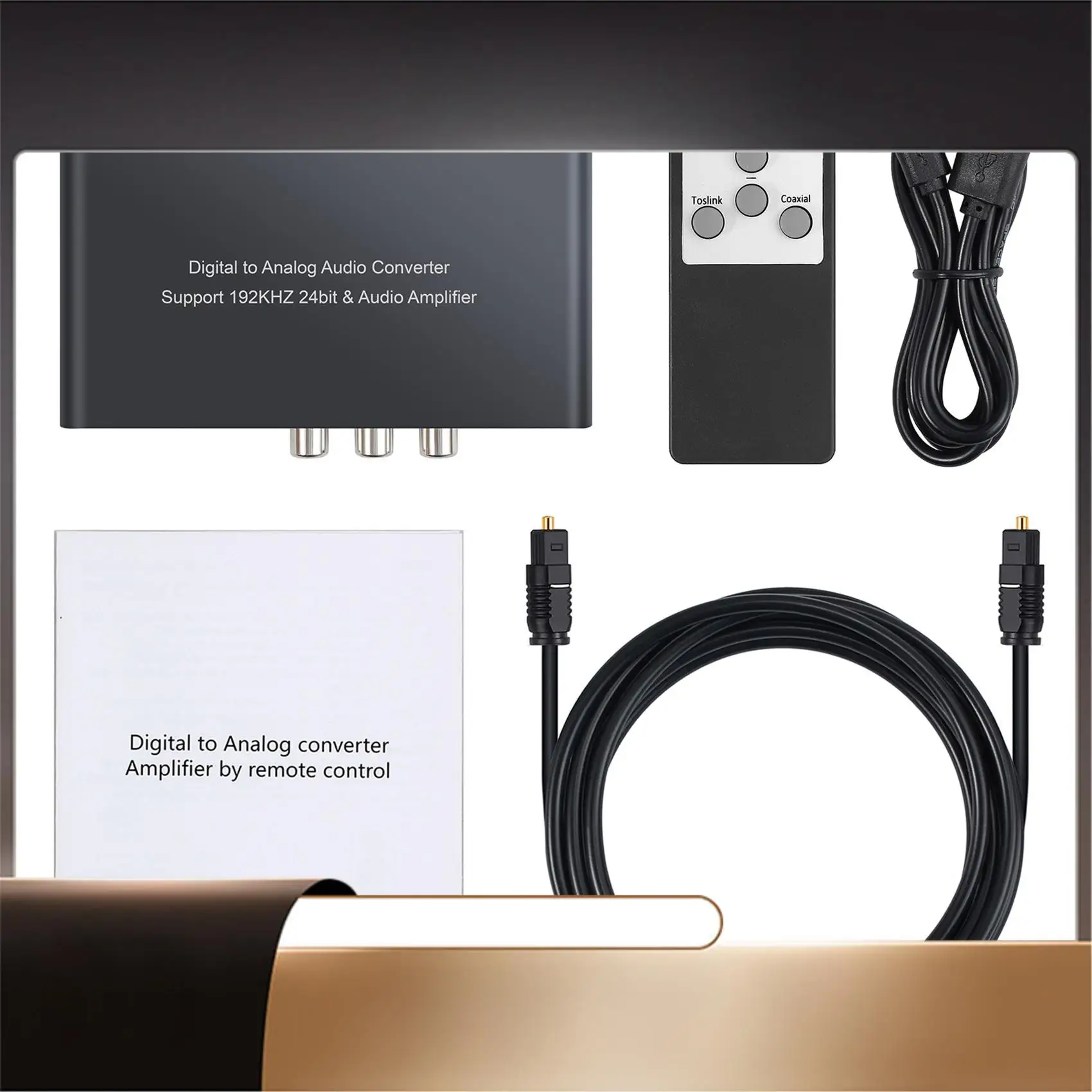 

Digital To Analog Audio Converter With IR Remote Control Volume 192Khz Coaxial Optical Toslink To L/R RCA 3.5Mm Adapter-X64A