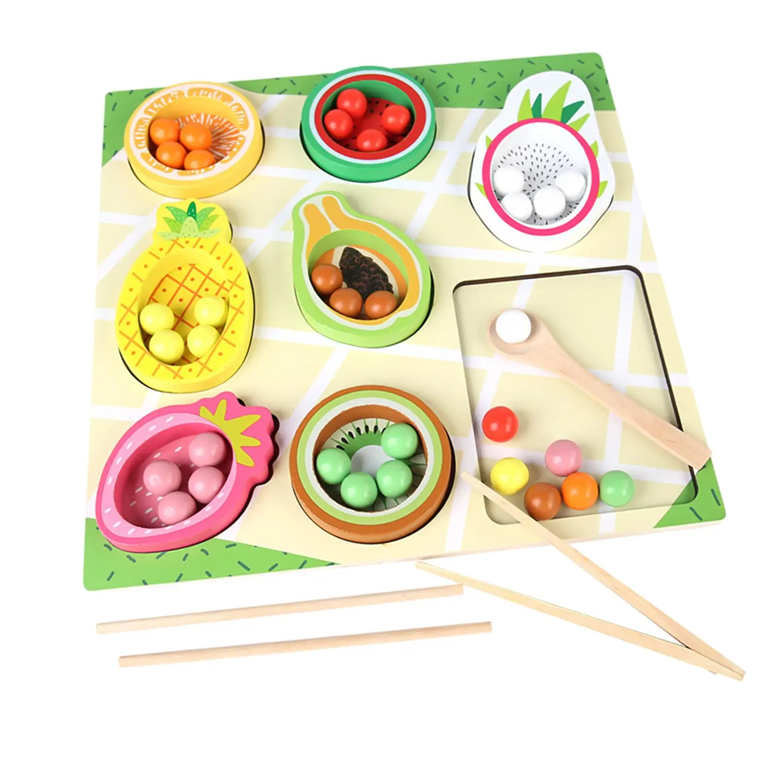 Montessori Color Classification Wooden Peg Board Game Color Matching Toy Fruit