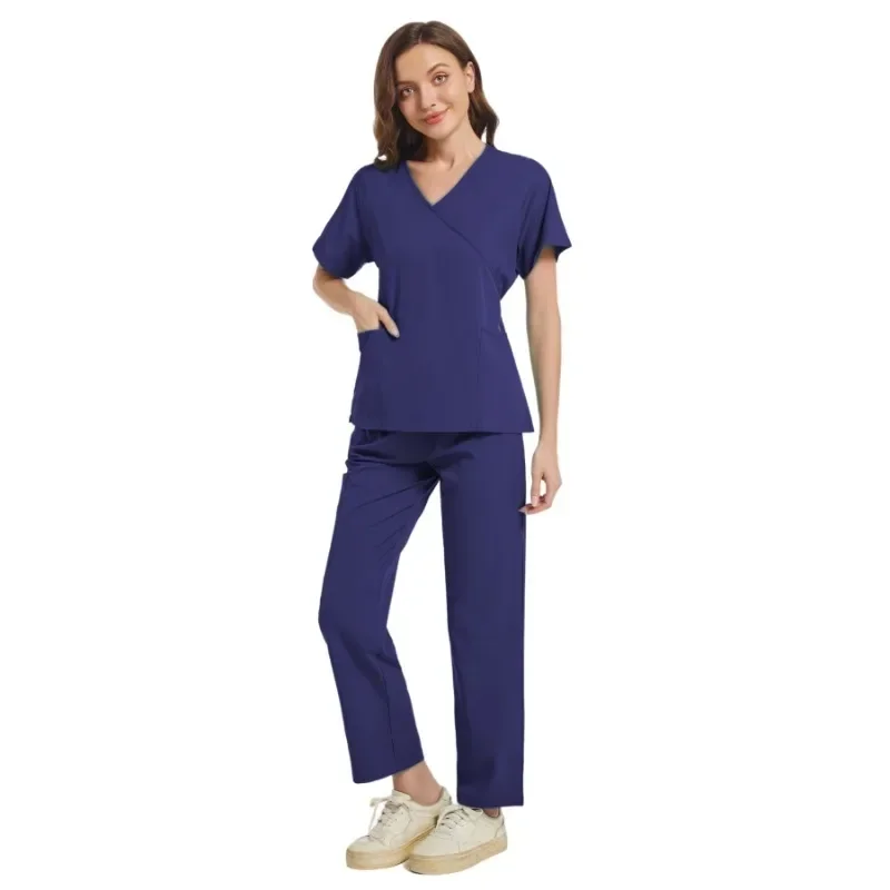 Conjunto de esfrega de enfermagem médica feminina, Uniforme cirúrgico feminino, Esfoliação elástica, Médicos e enfermeiros, Atacado