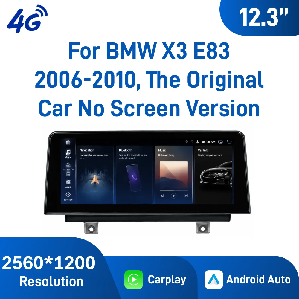 12.3Inch Android Car Navigation for BMW X3 E83 2006-2010, The Original Car No Screen Version, IPS Touch Screen, Plug and Play
