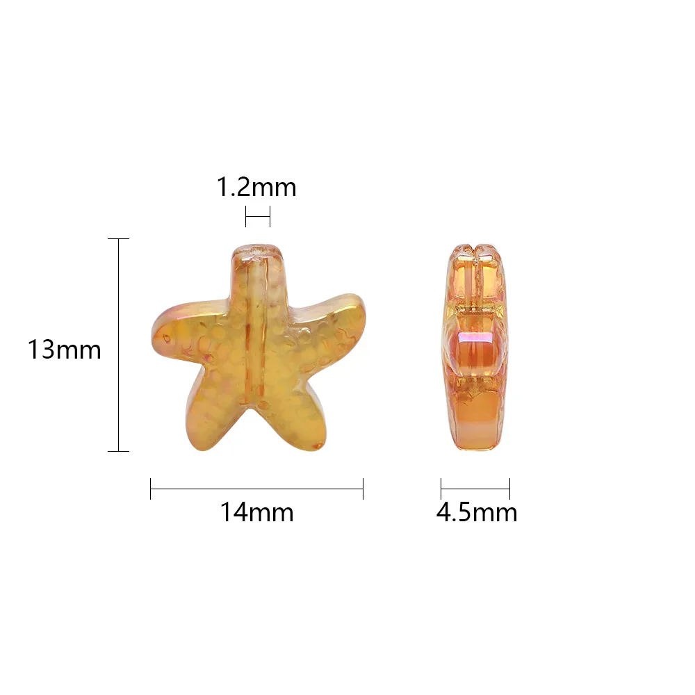 New Starfish Electroplating Magic Color 14mm diy Ornament Accessories Middle Hole Glass Pendant Earring Bracelet Accessories