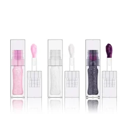 3-color Private Label Color-changing Lip Oil Custom Logo 6ml Transparent Square Tube Pearlescent Clear Lipgloss Makeup Wholesale