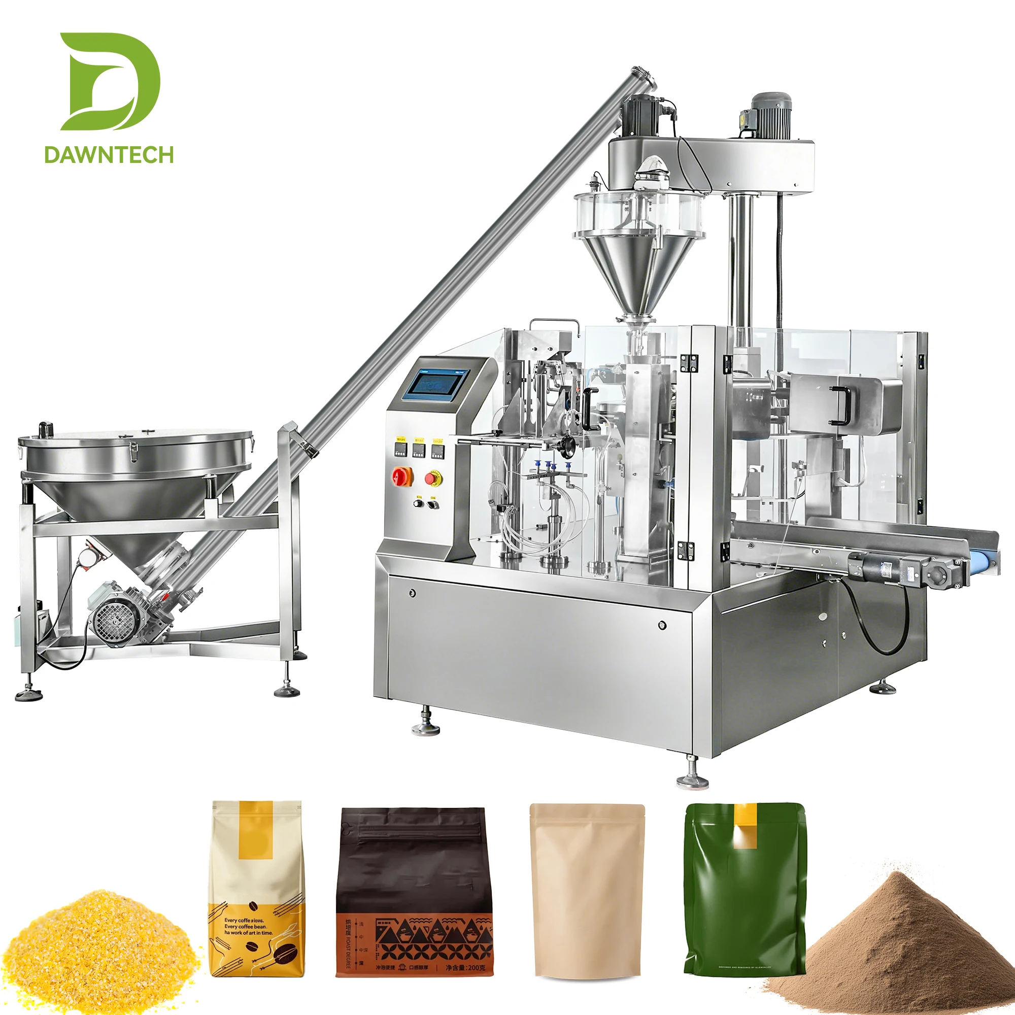Fully Automatic Premade Pouch Packing Machine Auger Feeder for Spice Coffee Milk Detergent Seasoning