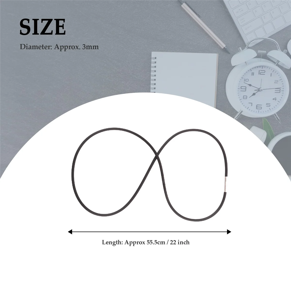 Collana con cordino in caucciù nero FZFZ da 3 mm con chiusura in acciaio inossidabile - 22 pollici