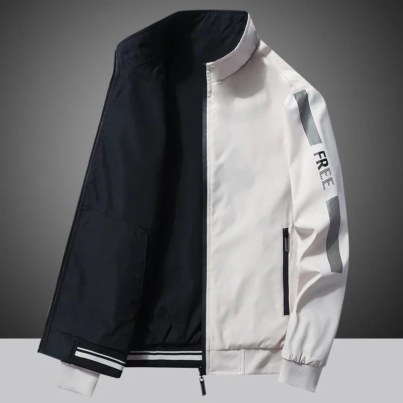 

Деловая мужская куртка, новая модная тенденция, весна-осень, двусторонние удобные куртки, универсальная рабочая одежда с воротником-стойкой, мужское пальто