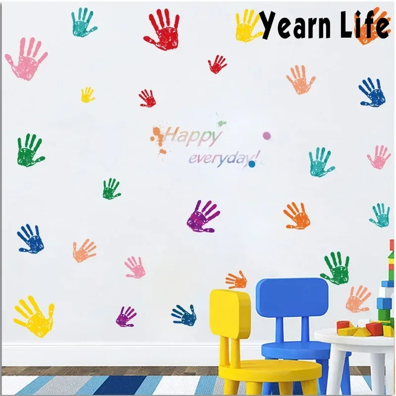 Colorful Inspirational Quotes Wall Decals Vinyl Handprint Wall Motivational Sticker for Classroom School Kids Playroom Nursery