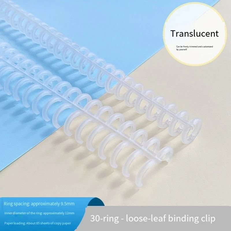20pcs Plastic 30-Hole Loose Leaf Binders Ring Combs 85 Sheets Capacity for DIY Notebook Album Transparent-A69M