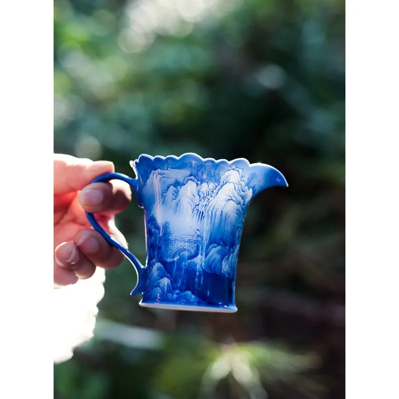 Underglaze blue and white hand-painted snow landscape fair, painted porcelain