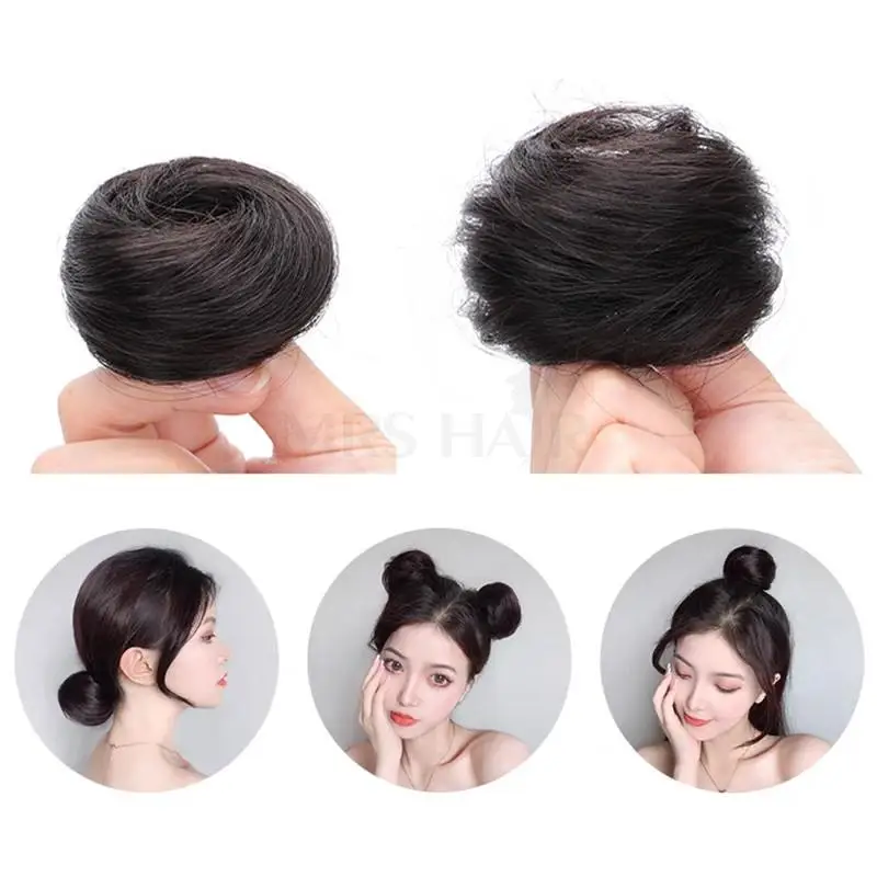 Menschliches Haar Chignon Brötchen Pferdes chwanz Haarteil Echthaar verlängerungen flexibles Gummiband Chignon Frisur braun blond schwarz