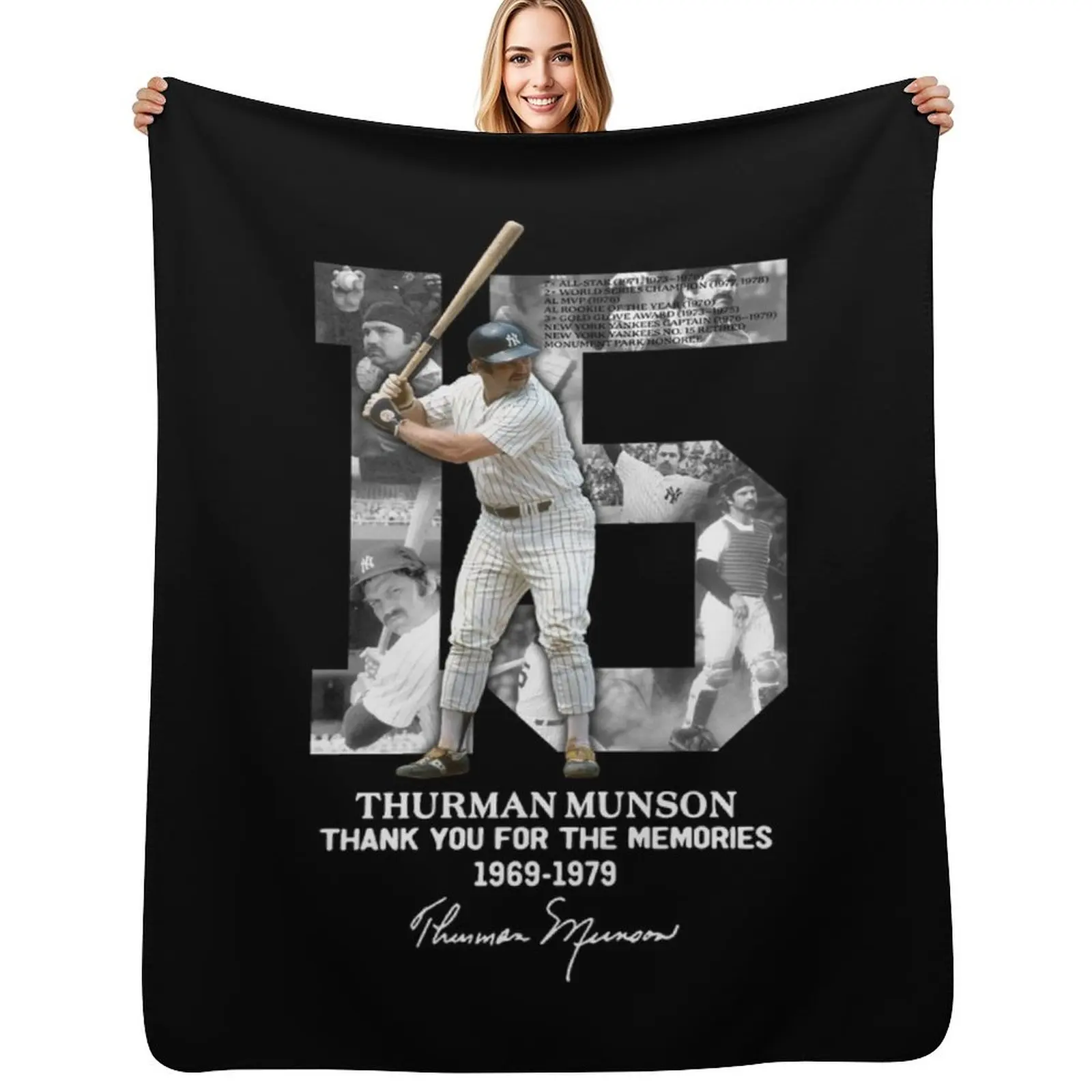 

Thurman Munson Thank You For The Memories 1969 1979 Throw Blanket sofa bed Luxury Thicken bed plaid christmas gifts Blankets
