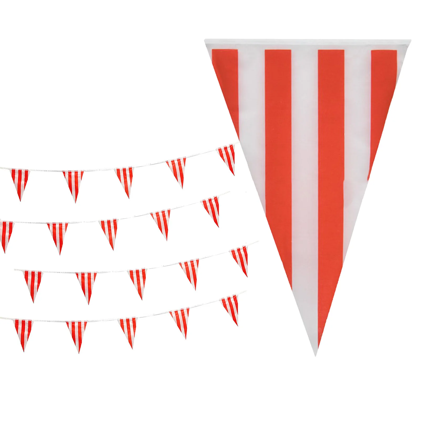 Carnival Circus Banner Flag Red And White Striped Pennant Banner Flags Red And White Bunting Banner Party Decorations Supplies