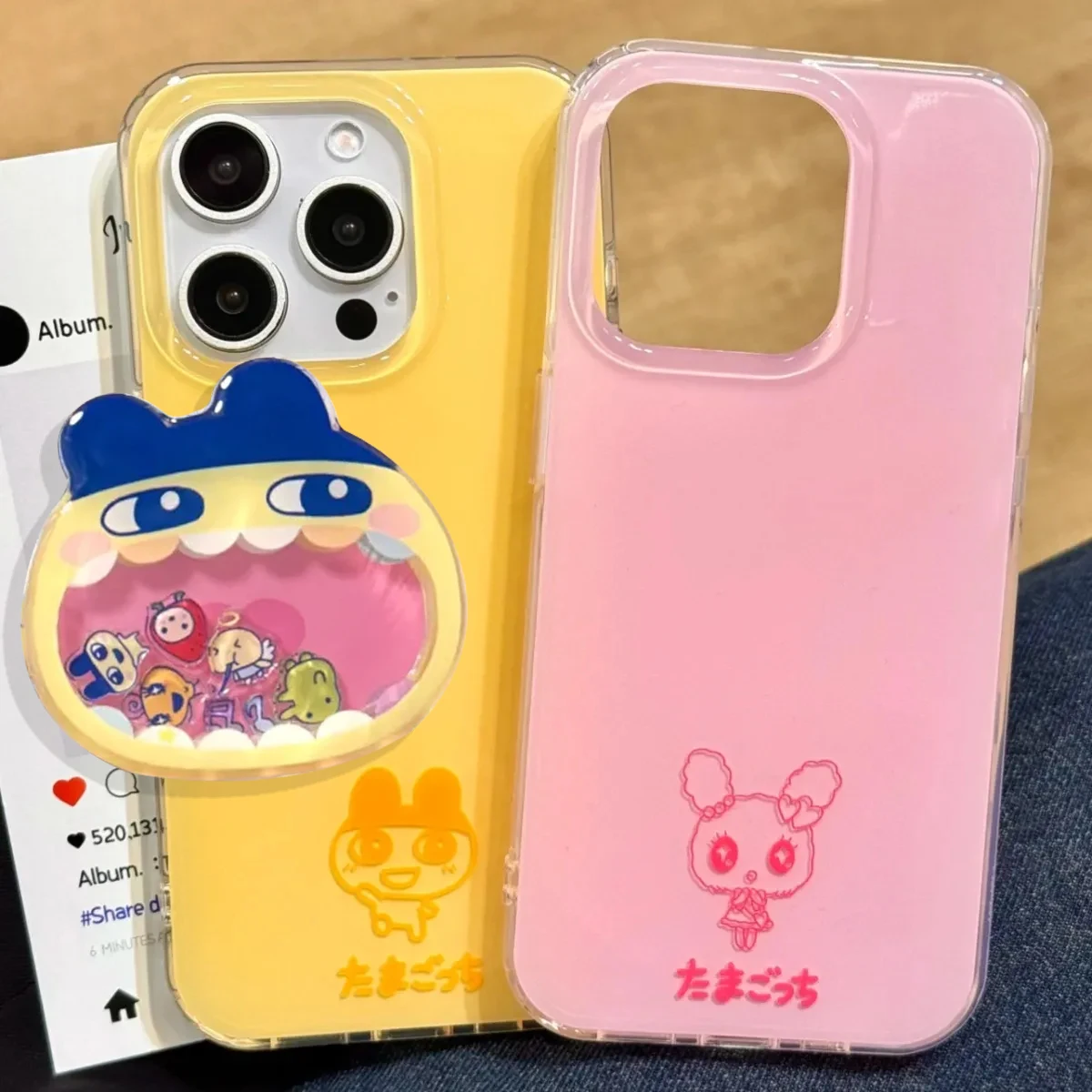 Yellow Pink Cartoon Cute Tamagotchi Couple Phone Case For iPhone 17 Air 16 15 14 13 12 11 Pro Max Plus Y2K Kawaii Creative Cover