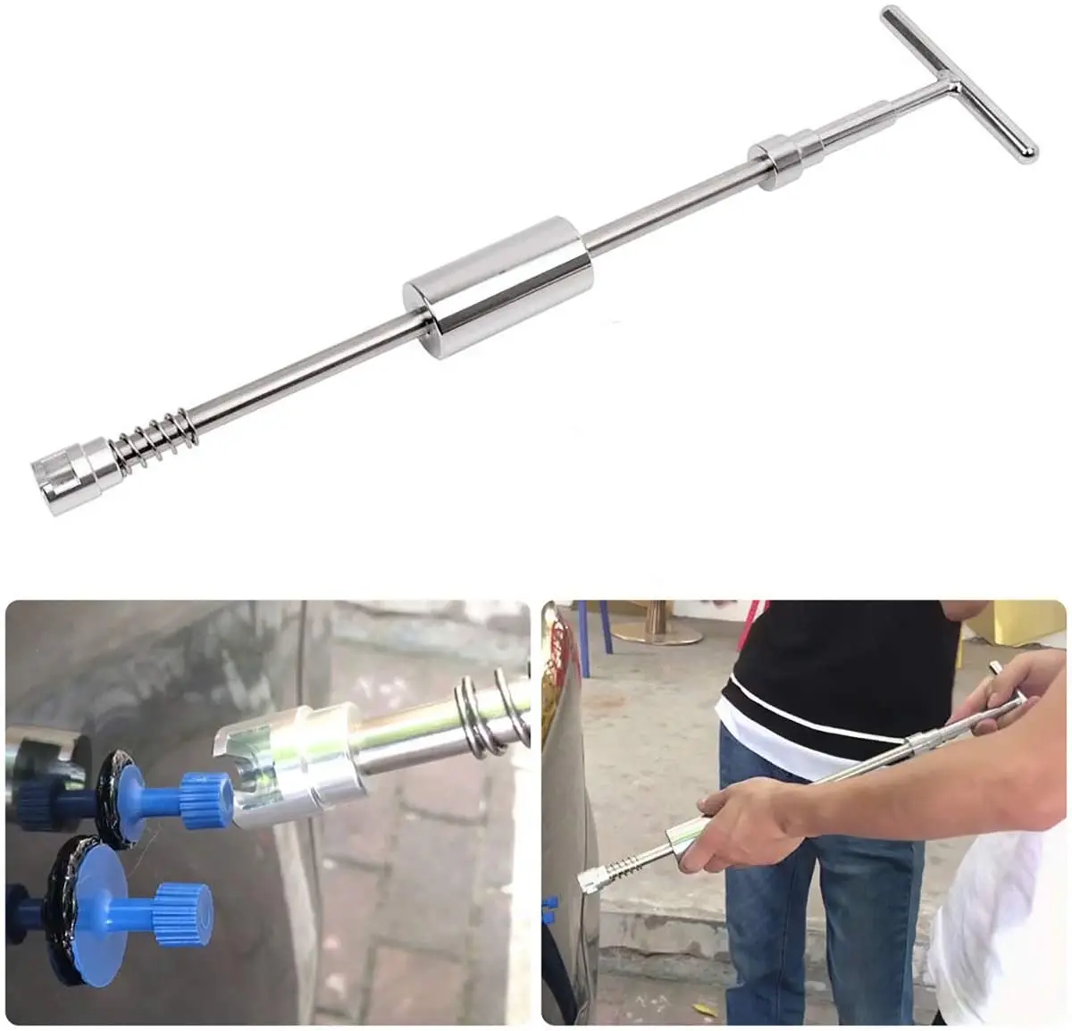 Car Repair Tools Body Paintless T Dent Puller Repair Sheet Metal Slide Hamme Reverse Hammer For Hail Pit Removal Car Workshops