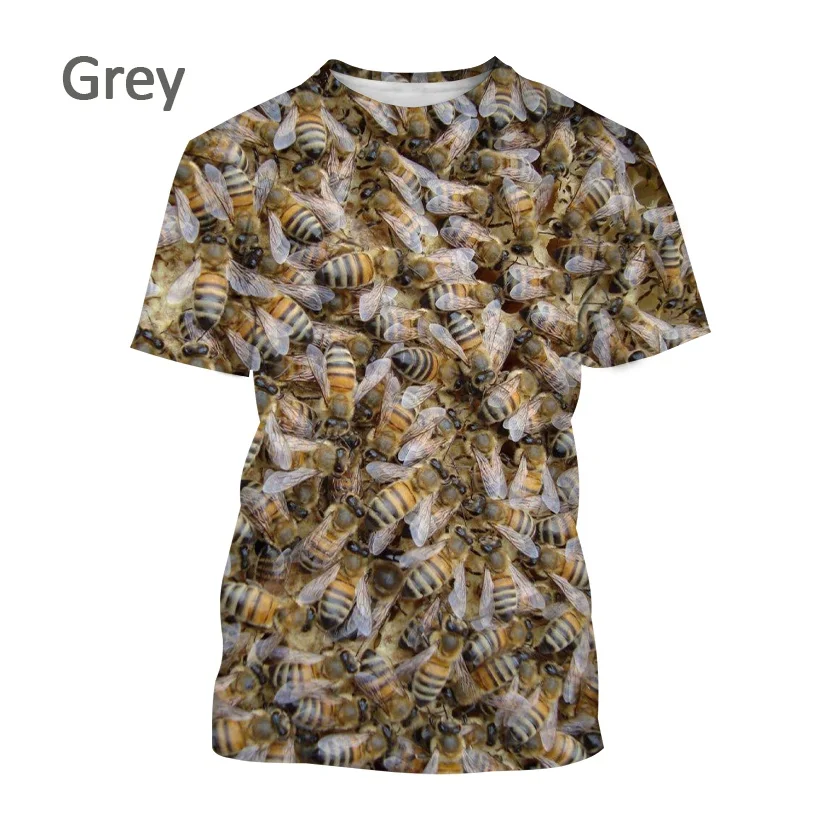 New and Interesting 3D Printing Pure Raw Material Honey Honeycomb Printed T-shirt Honey Bee Shirt Harajuku Fashion T-shirt