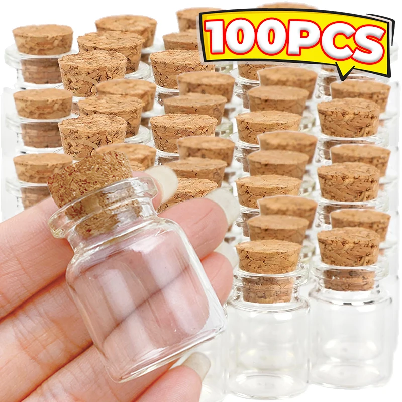 Transparent Mini Glass Bottles DIY Crafts Empty Message Wishing Bottle with Cork for Birthday Wedding Party Decor Gift Wholesale