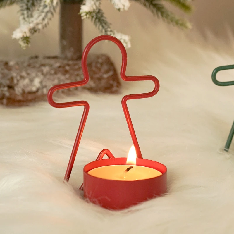 Metal Mini Candle Holder Unique Modern Cute Gingerbread Tealight Candle Holder Centerpiece for Home Table Decoration