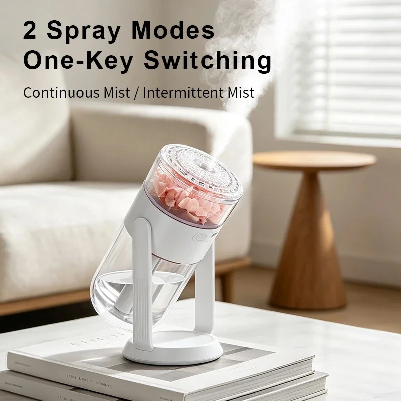 Preserved Flower Humidifier, Rotatable Stand, USB Type‑C, RGB Ambient Light, 2Spray Modes, Quiet Humidifier, Gift for Car&Home