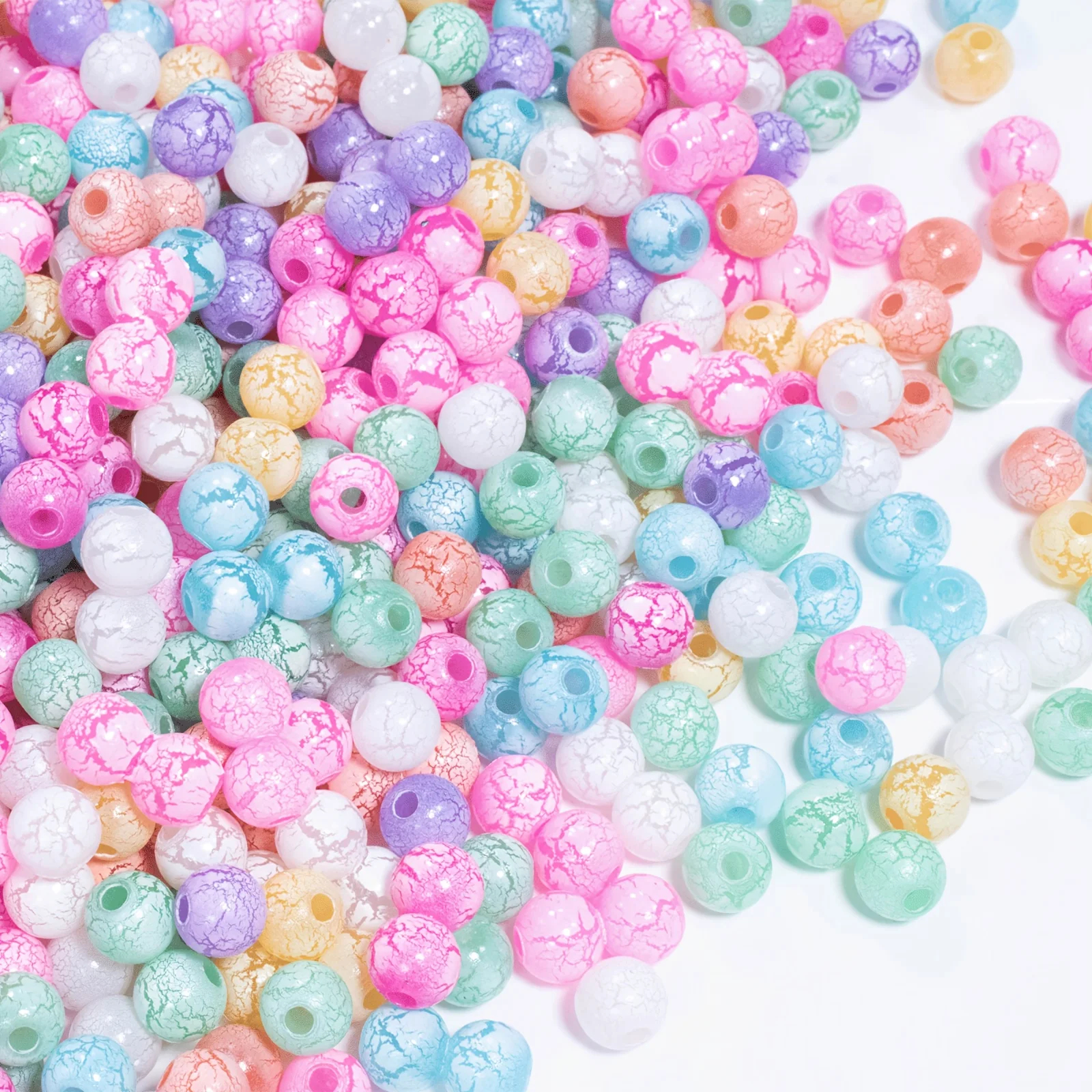 8mm/10mm Acryl-Eisriss-Perlen für DIY-Schmuckherstellung, Armband- und Halskettenmaterialien