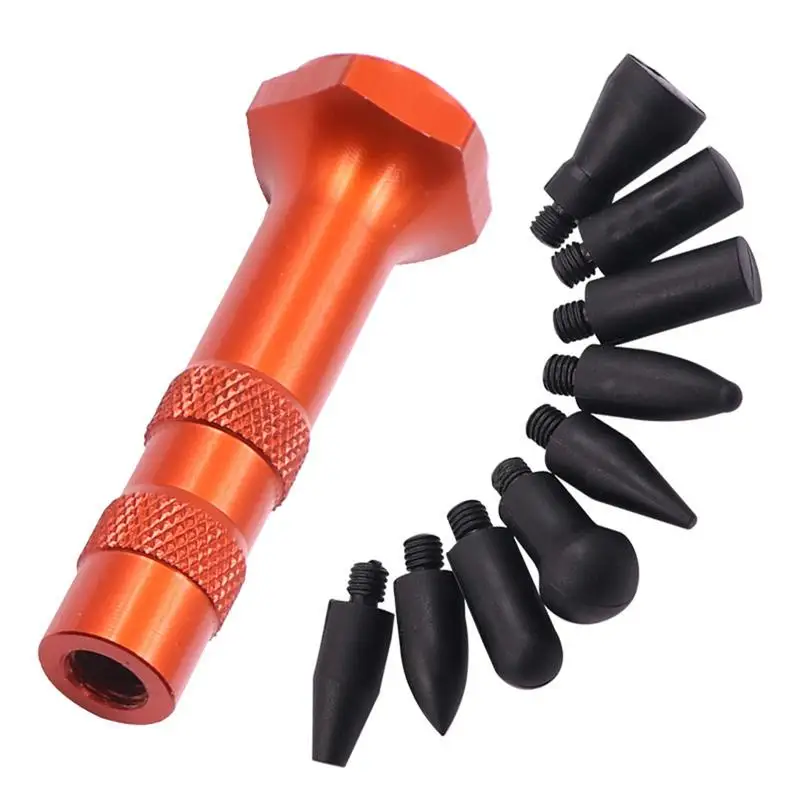 Dent Repair Tap Down With Rubber Tips Car Dent Repair Removal Tools Metal Tap Down Pen With 9 Heads Tips Rubber Bulge Repair