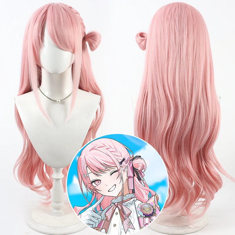 게임 애니메이션 프로젝트 세카이 컬러풀 스테이지 아키야마 미즈키 코스프레 가발 라이트 핑크 여성 내열성 헤어 고품질 가발